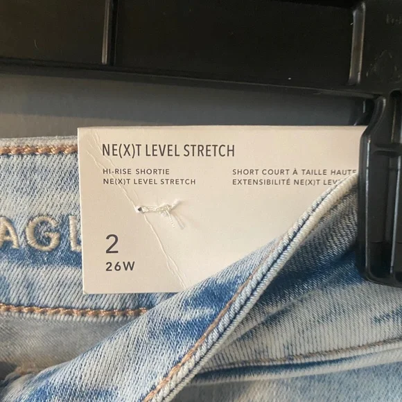 American Eagle Hi-Rise Shortie Ne(x)t Level Stretch Jean Shorts - Picture 4 of 5